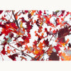 Crimson and ochre maple leaves in motion, layered brushstrokes forming a abstract painting of a tree canopy by Julia Brown