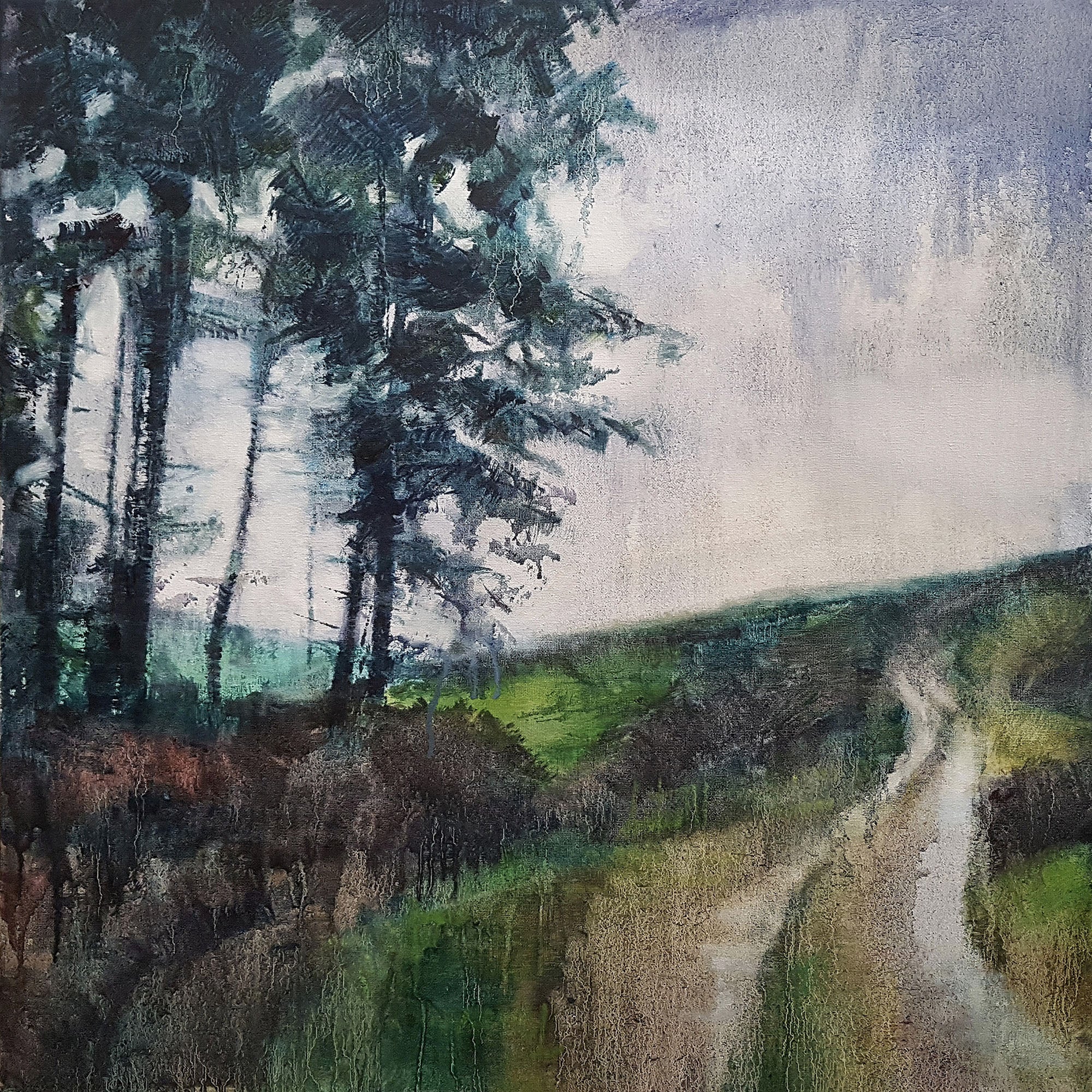 Summer Downpour, Rushbank, 2020, oil on canvas, 61 x 61 cm