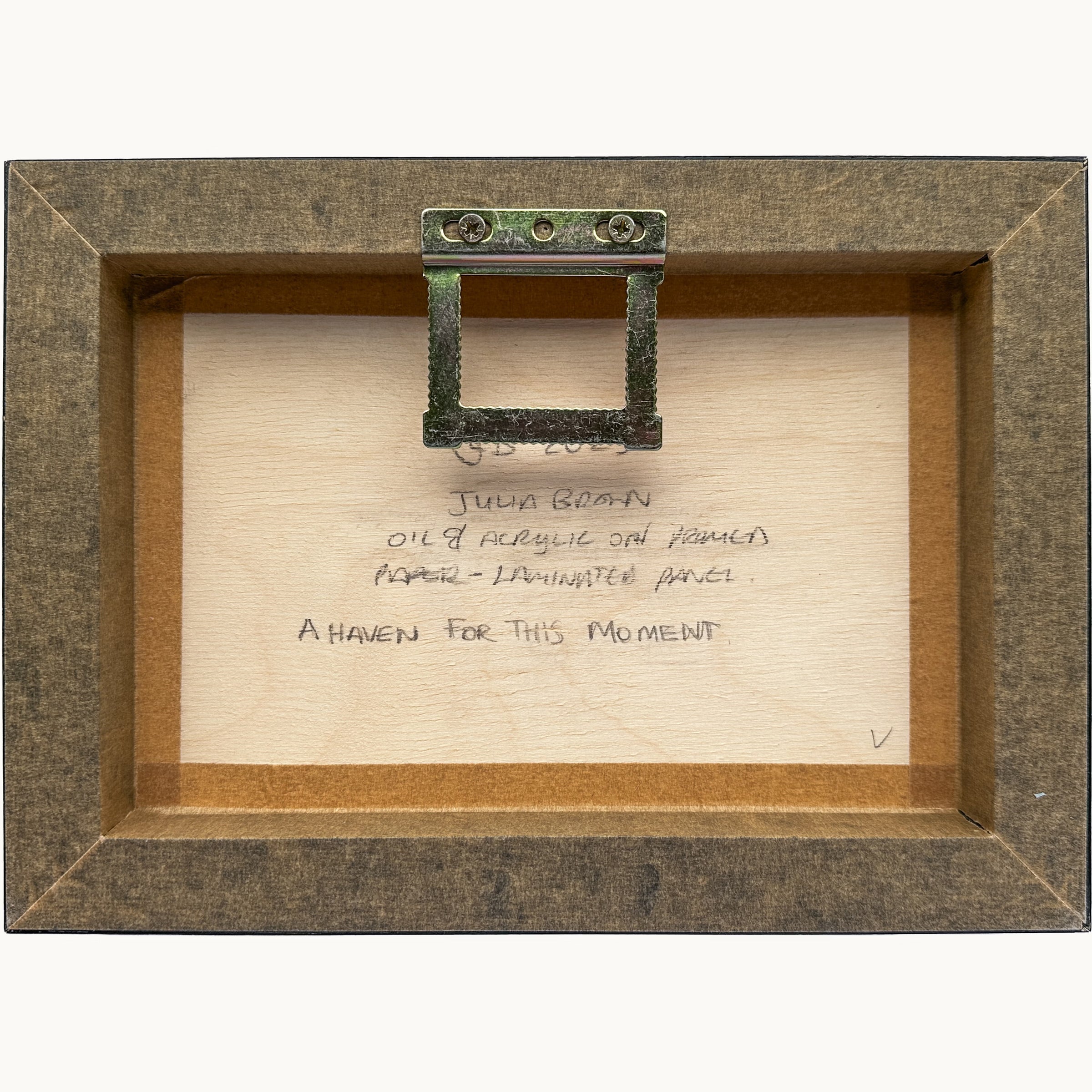 an image showing the back of A Haven for This Moment oil painting by Julia Brown